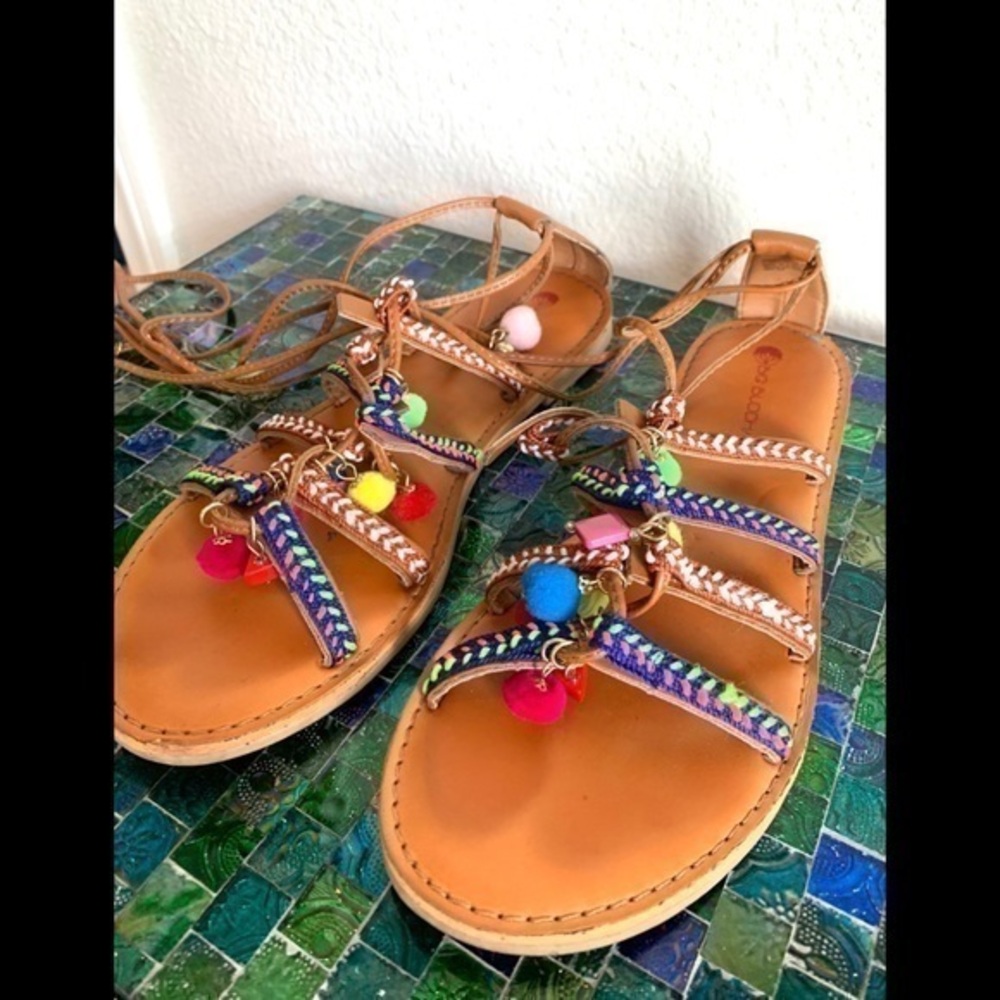 Big Buddha Boho Sandals Tan Rome Gladiator Lace up